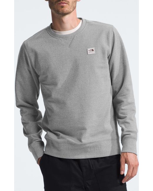 The North Face Gray Heritage Patch Crewneck Sweatshirt for men