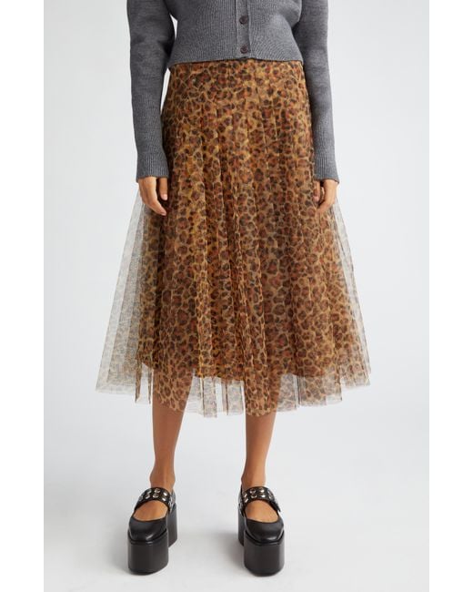 Molly Goddard Brown Leopard Print Tulle Skirt