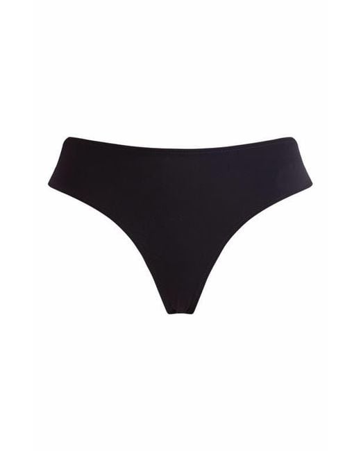 Vilebrequin Black Mid Rise Brief Bikini Bottom Solid