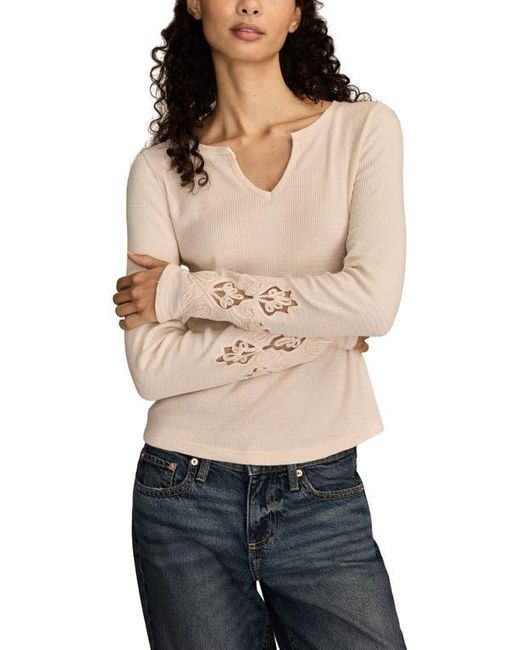Lucky Brand Natural Cutwork Detail Cotton Rib Top