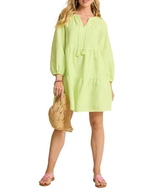Tommy Bahama Green Coastalina Long Sleeve Tiered Minidress