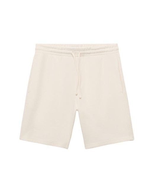 Mango Natural Textured Drawstring Shorts for men