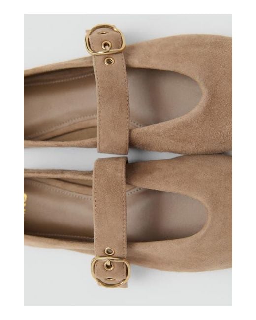Mango Brown Mary Jane Ballet Flat