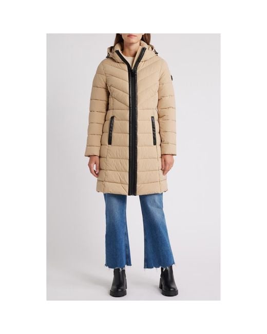 MICHAEL Michael Kors Packable 400 Fill Power Puffer Coat in Natural Lyst