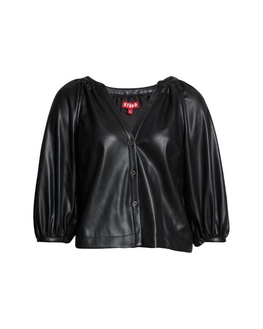Staud Black Dill Faux Leather Top