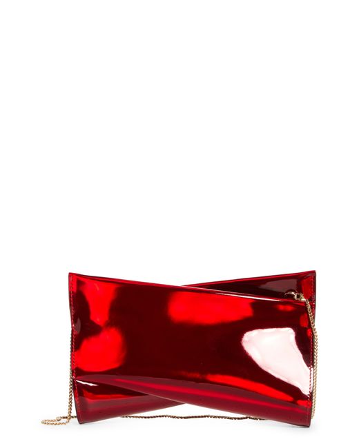 Christian Louboutin Red Small Twist Holographic Patent Leather Clutch At Nordstrom
