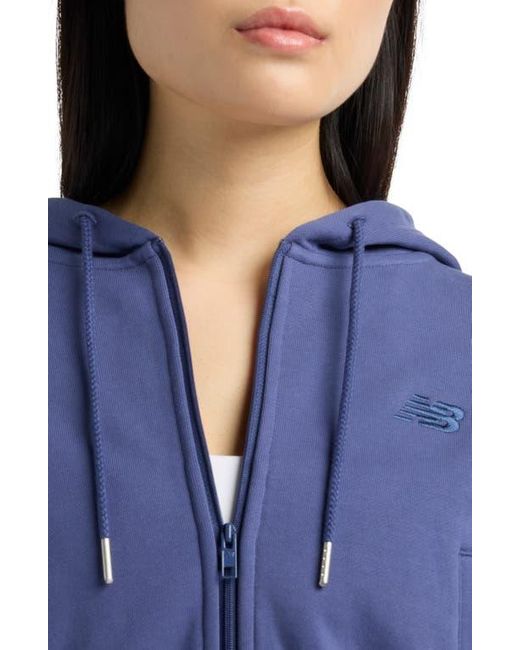 New Balance Blue French Terry Crop Zip Hoodie