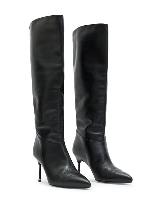 AllSaints Nori Knee High Pointed Toe Boot in Black Lyst