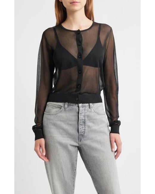 FRAME Black The Luxe Sheer Cardigan