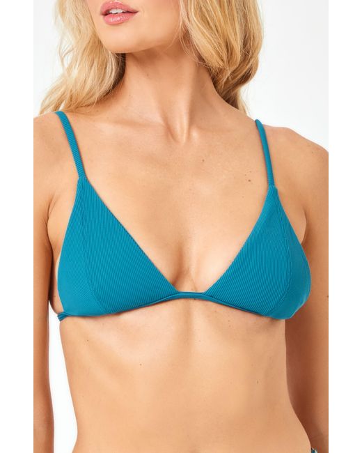 L*Space Blue Lindsay Convertible Triangle Bikini Top