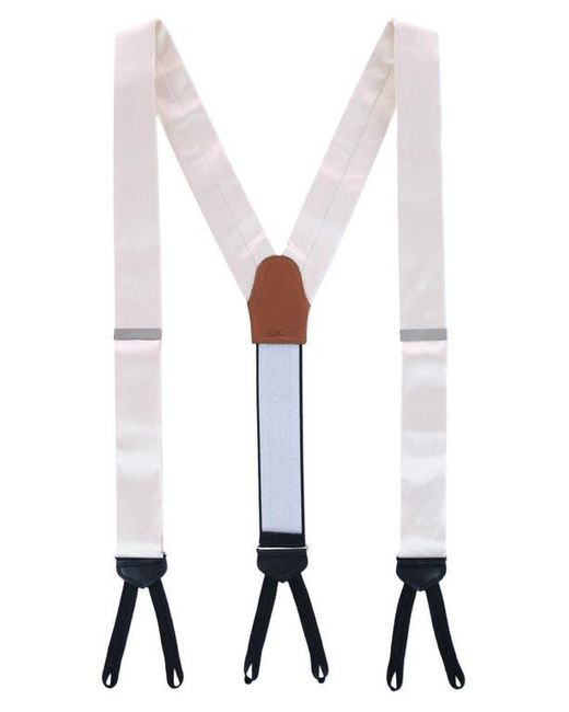 Trafalgar White Sutton Solid Silk Suspenders for men