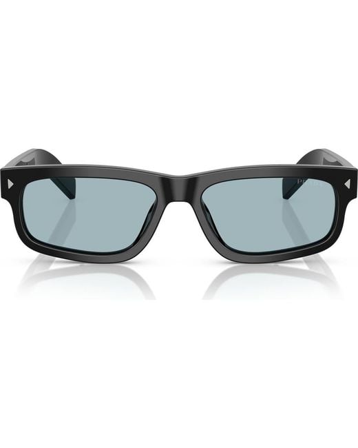 Prada Blue 57Mm Rectangular Optical Glasses for men