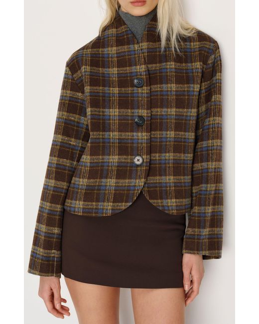 Reformation Brown Owen Plaid Jacket
