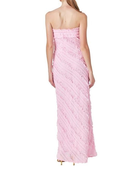 Endless Rose Ruffle Strapless Maxi Dress in Pink | Lyst