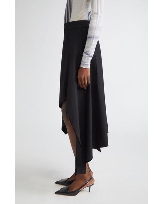 Jason Wu Black Inverted Seam Suiting Wool Asymmetric Midi Skirt