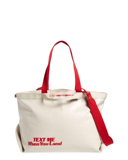 BEIS Red X Lonely Ghost Canvas Tote