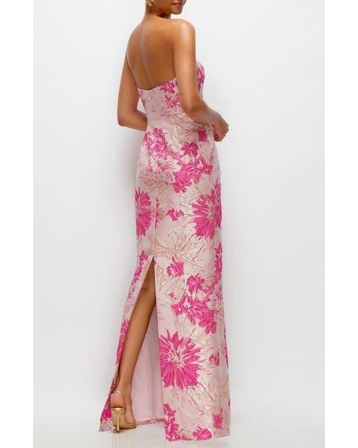 knee length dresses for ladies The Genevieve Beige Floral Print Cotton Strapless Midi Dress
