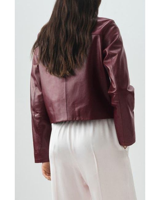 Mango Red Leather Button-Up Jacket