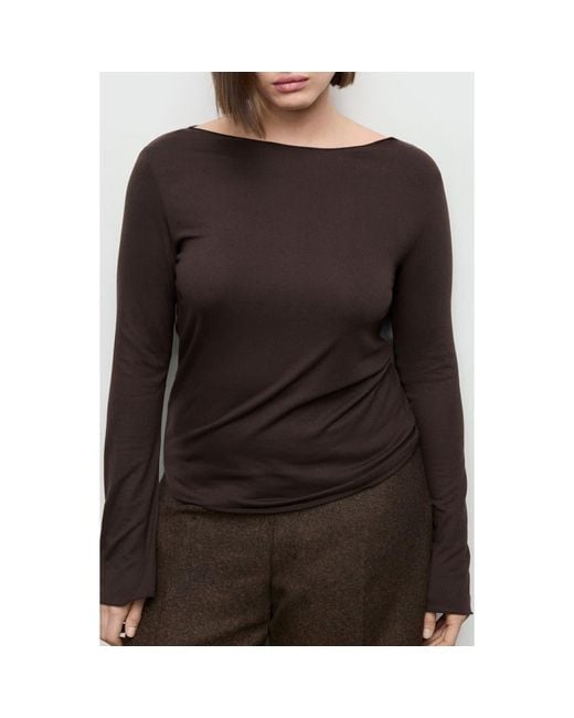 Mango Black Boatneck Top