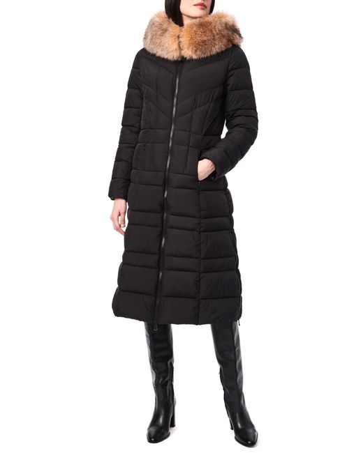 Bernardo Black Water Resistant Insulated Puffer Coat With Removable Faux Fur Trim