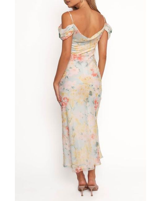 Petal & Pup Natural Esther Floral Cold Shoulder Midi Dress