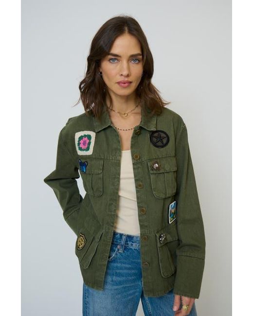 Central Park West Green Brady Patch Shacket