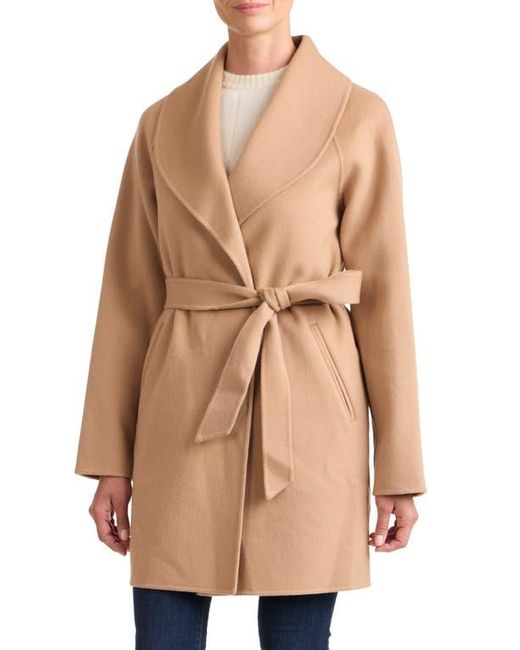 Sofiacashmere Natural Double Face Wool Blend Wrap Coat