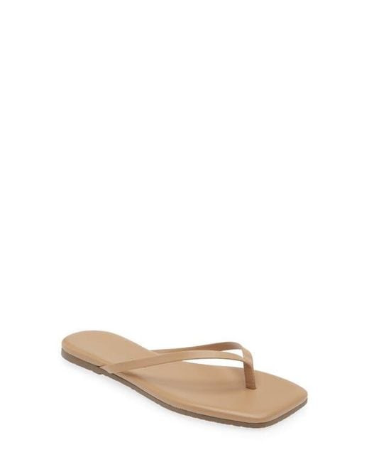 TKEES Natural Lily Square Toe Flip Flop