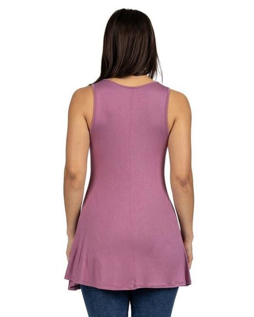 24seven Comfort Apparel Purple Maternity Scoop Neck Sleeveless Tank Top