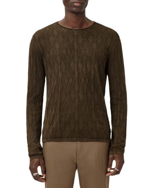 John Varvatos Brown Brycen Broken Argyle Organic Cotton Sweater for men