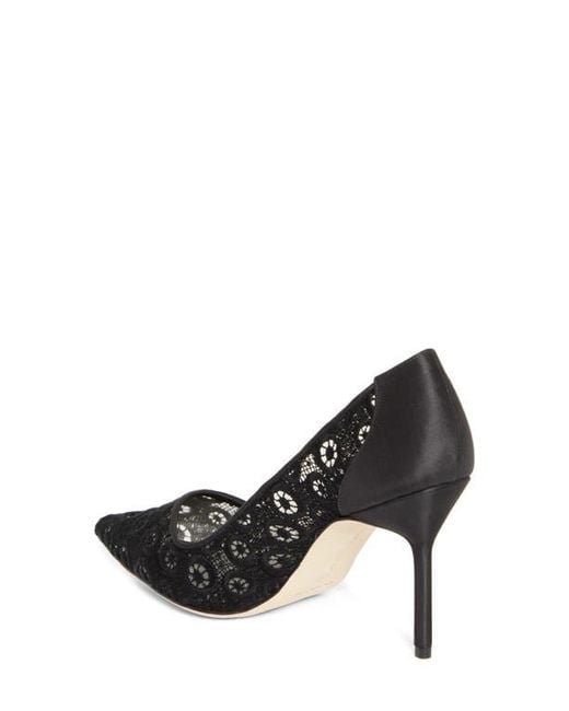 Manolo Blahnik Black Bb Lace Pointed Toe Pump