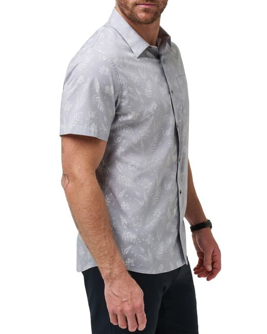 Travis Mathew Gray West Nowhere Floral Short Sleeve Stretch Button-up Shirt for men