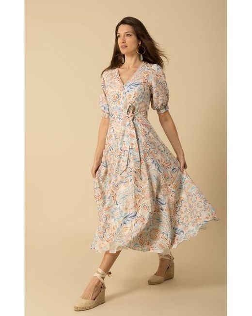 Hale Bob Natural Faye Linen Maxi Dress