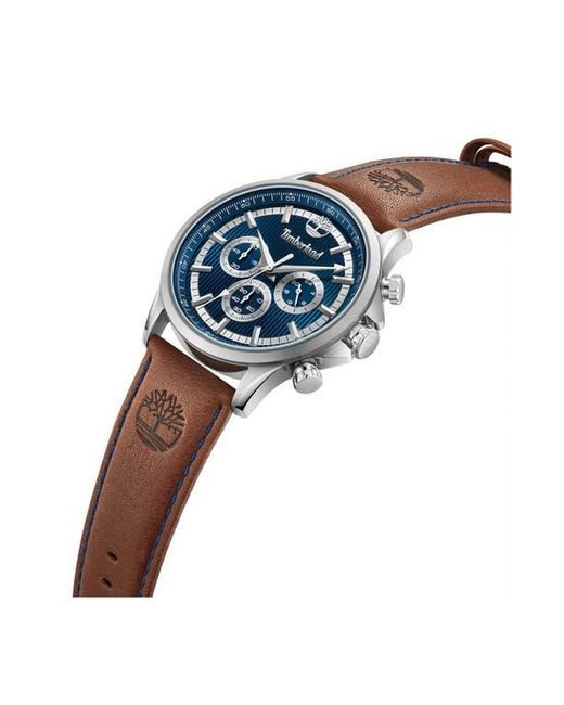 Timberland Blue Bernardston Multifunction Chronograph Leather Strap Watch, 45Mm for men