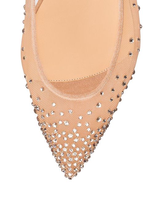 Christian Louboutin Pink Follies Crystal Embellished Mesh Pointed Toe Flat