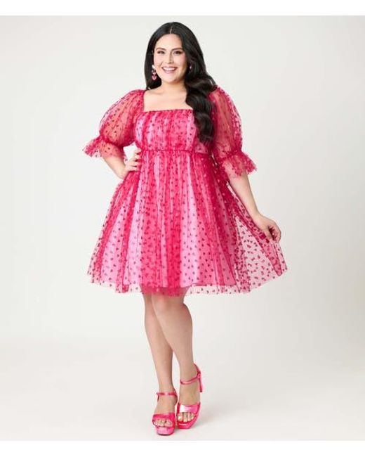 Smak Parlour Plus Size Puff Sleeve Love Interest Babydoll Dress in Pink |  Lyst