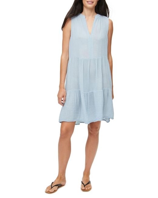 Michael Stars Daisy Cotton Gauze Babydoll Dress in Blue Lyst