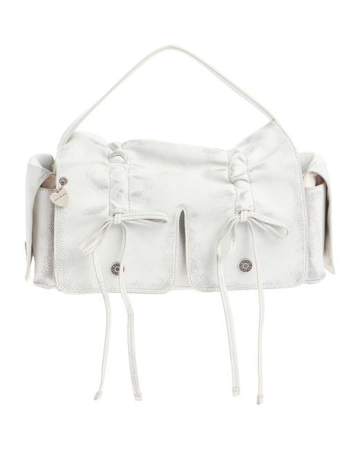 Acne White Multipocket Washed Leather Bag