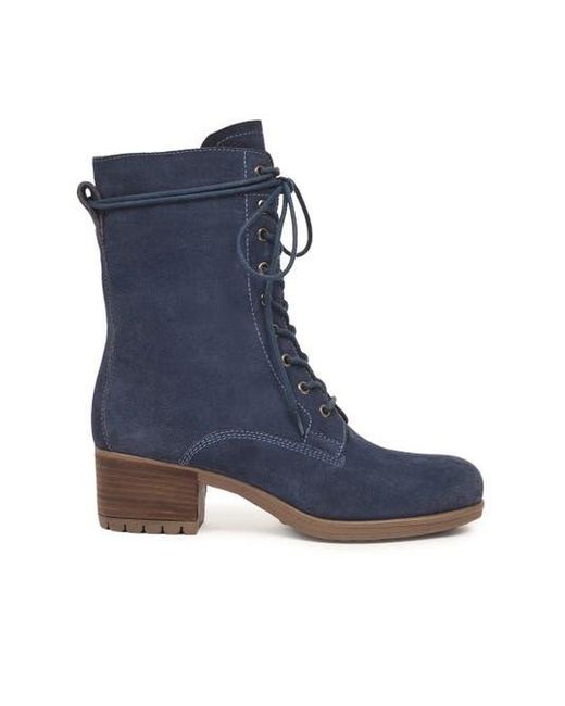 Celtic & Co. Blue Derby Lace Up Block Heel Boots