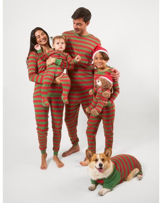 Leveret Red Cotton Striped Matching Family Holiday Pajamas for men
