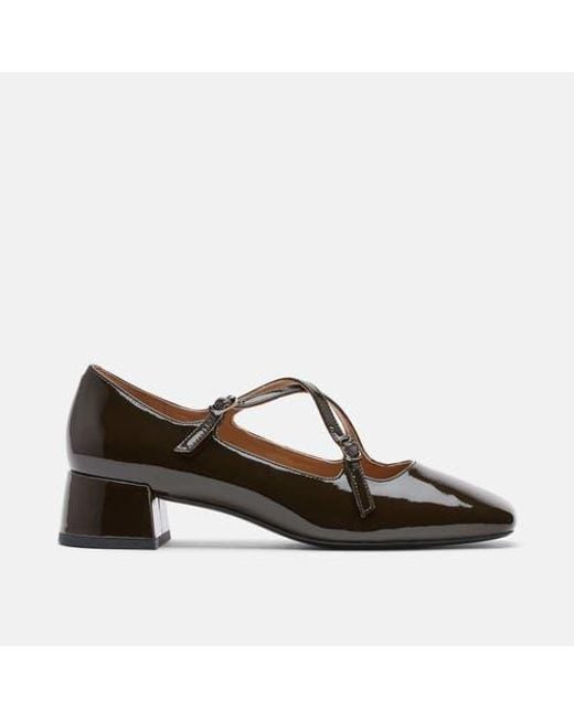 MARC NOLAN Brown Ruby Patent Leather Mary Jane Block Heels