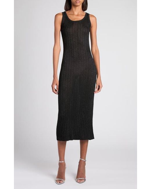 Tom Ford Women's Black Metallic Rib Midi Sweater Dress