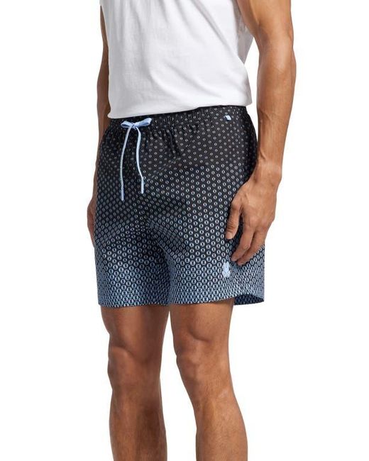 Psycho Bunny Blue Bendigo Print Swim Trunks for men