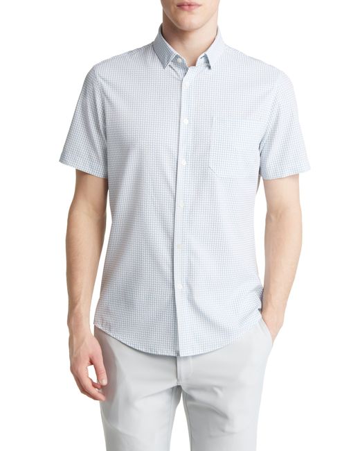 Mizzen+Main White Mizzen+main Leeward Geometric Print Short Sleeve Button-up Performance Shirt for men