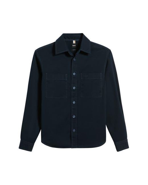 Boss Blue Owen Relaxed Fit Button-Up Overshirt for men