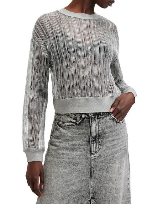 AllSaints Gray Giana Open Stitch Sweater