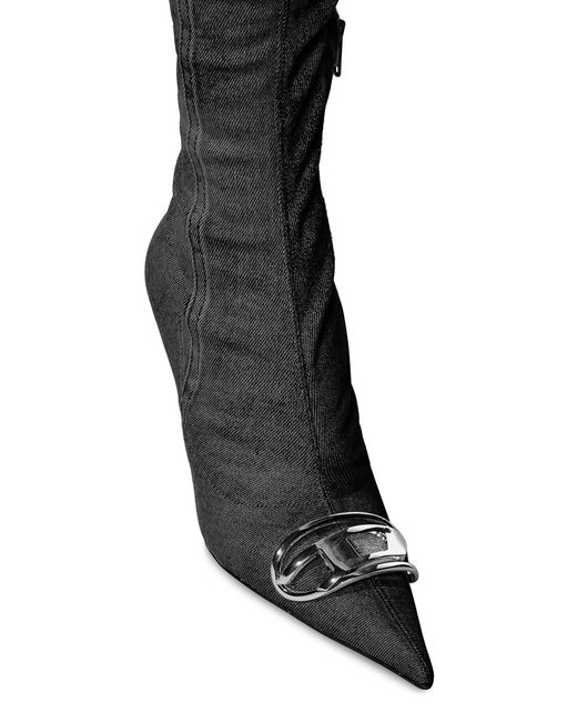 DIESEL Black Diesel Denim Pointed Toe Thigh High Boot