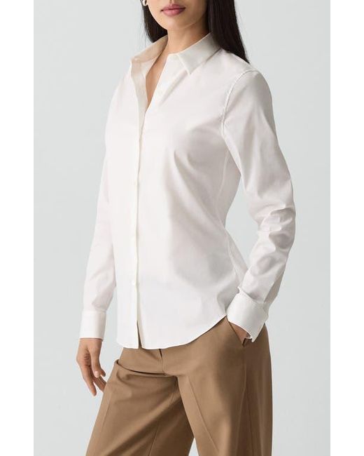 Theory White Classic Fitted Button-Up Shirt