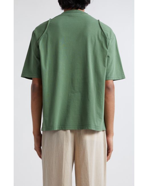 Jacquemus Green Le T-shirt Camargue Embroidered Logo Organic Cotton Graphic T-shirt for men