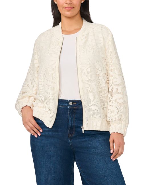 Halogen® White Lace Bomber Jacket